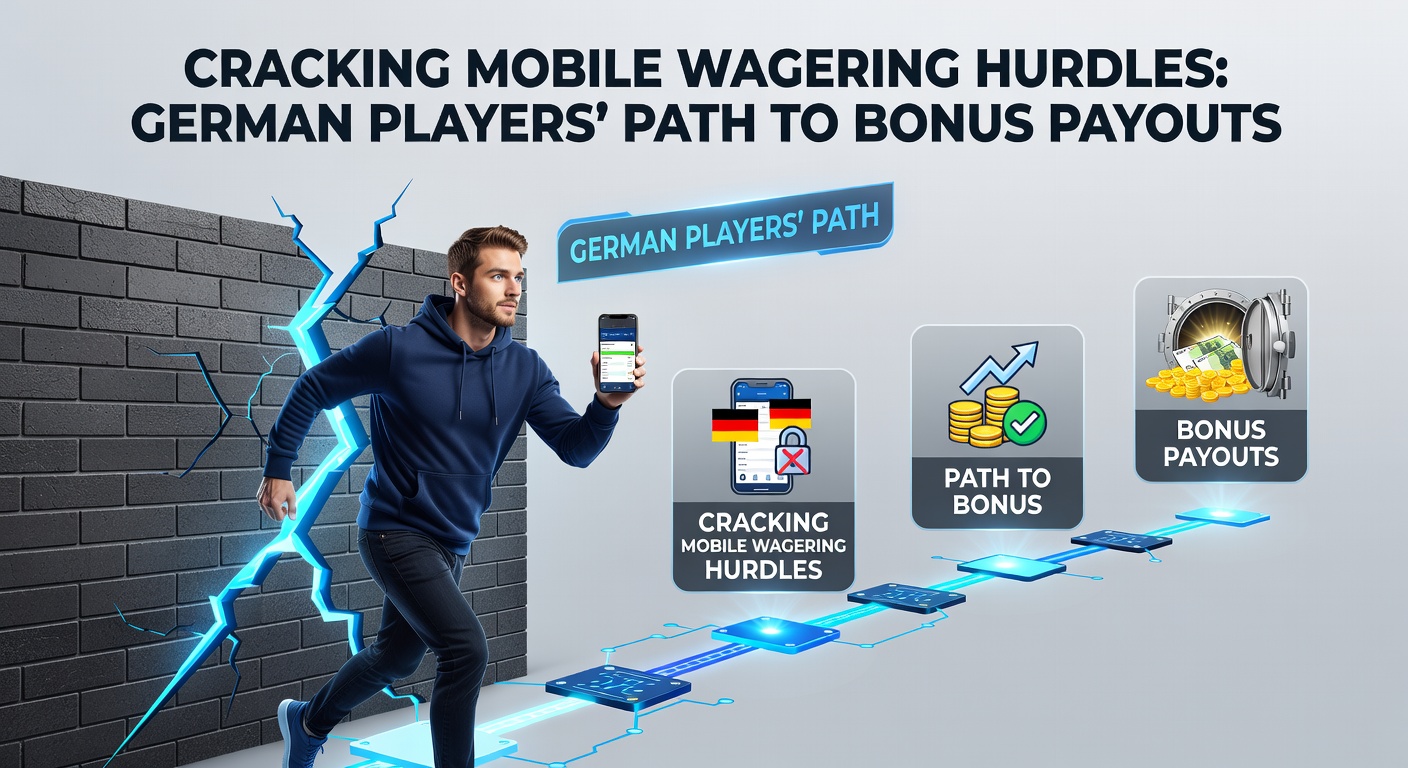 Smartphone mit Casino-App und Bonus-Symbolen auf dem Bildschirm, das Wettanforderungen visualisiert